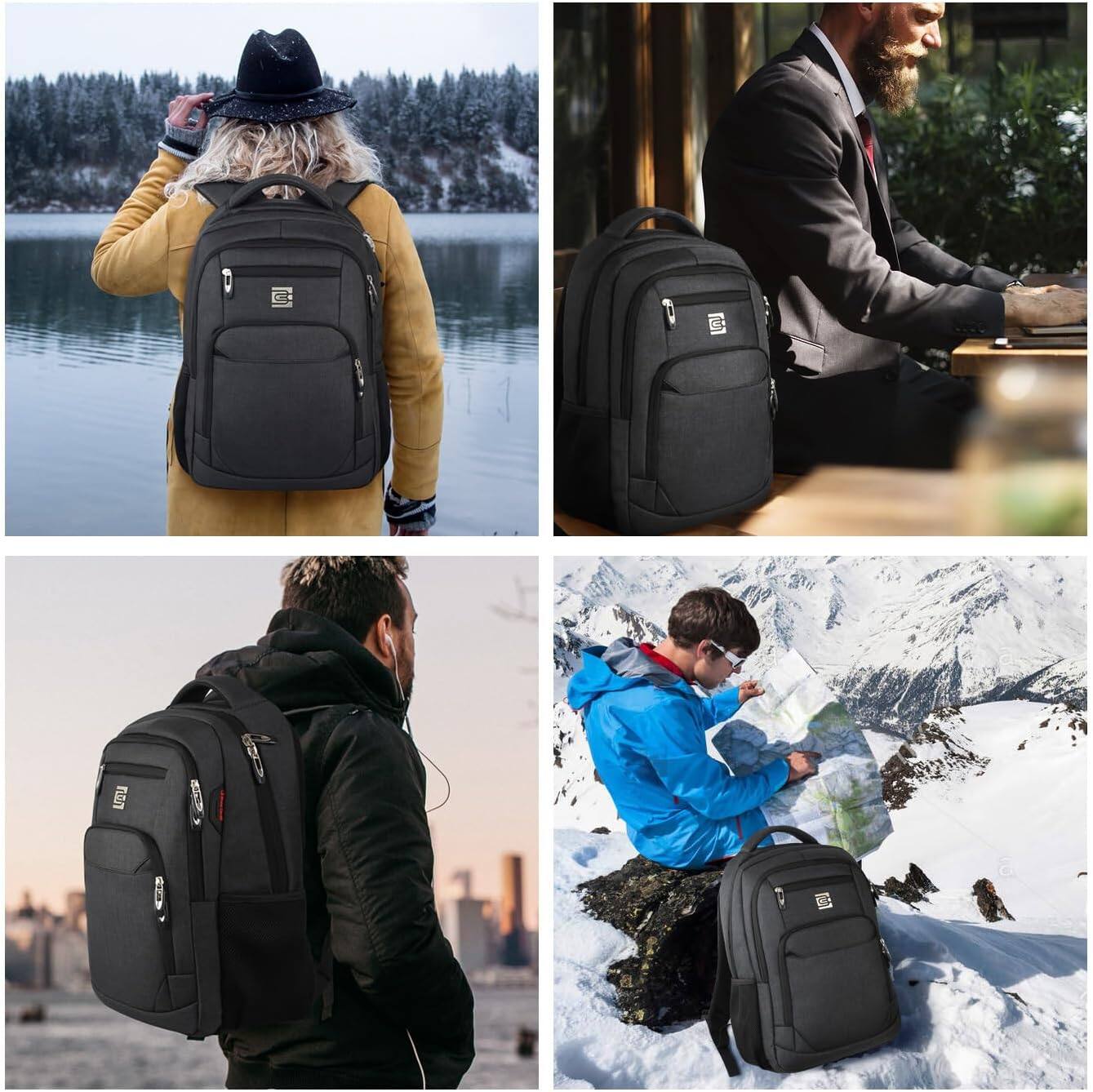 Alt View 3. Core Tech - 15.6-Inch Water-Resistant Business Laptop Backpack with Anti-Theft Pocket and Luggage Strap - Black.