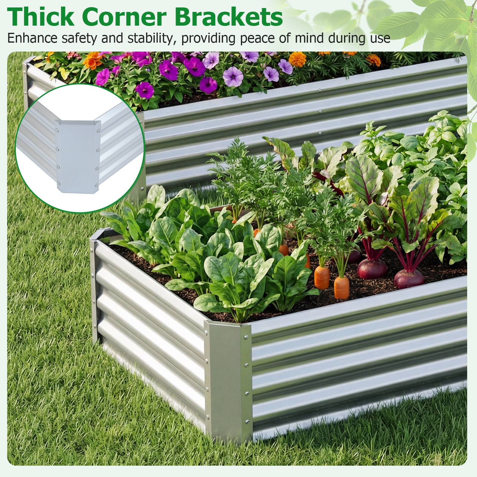 Thick Corner Brackets  
Enhance safety and stability, providing peace of mind during use