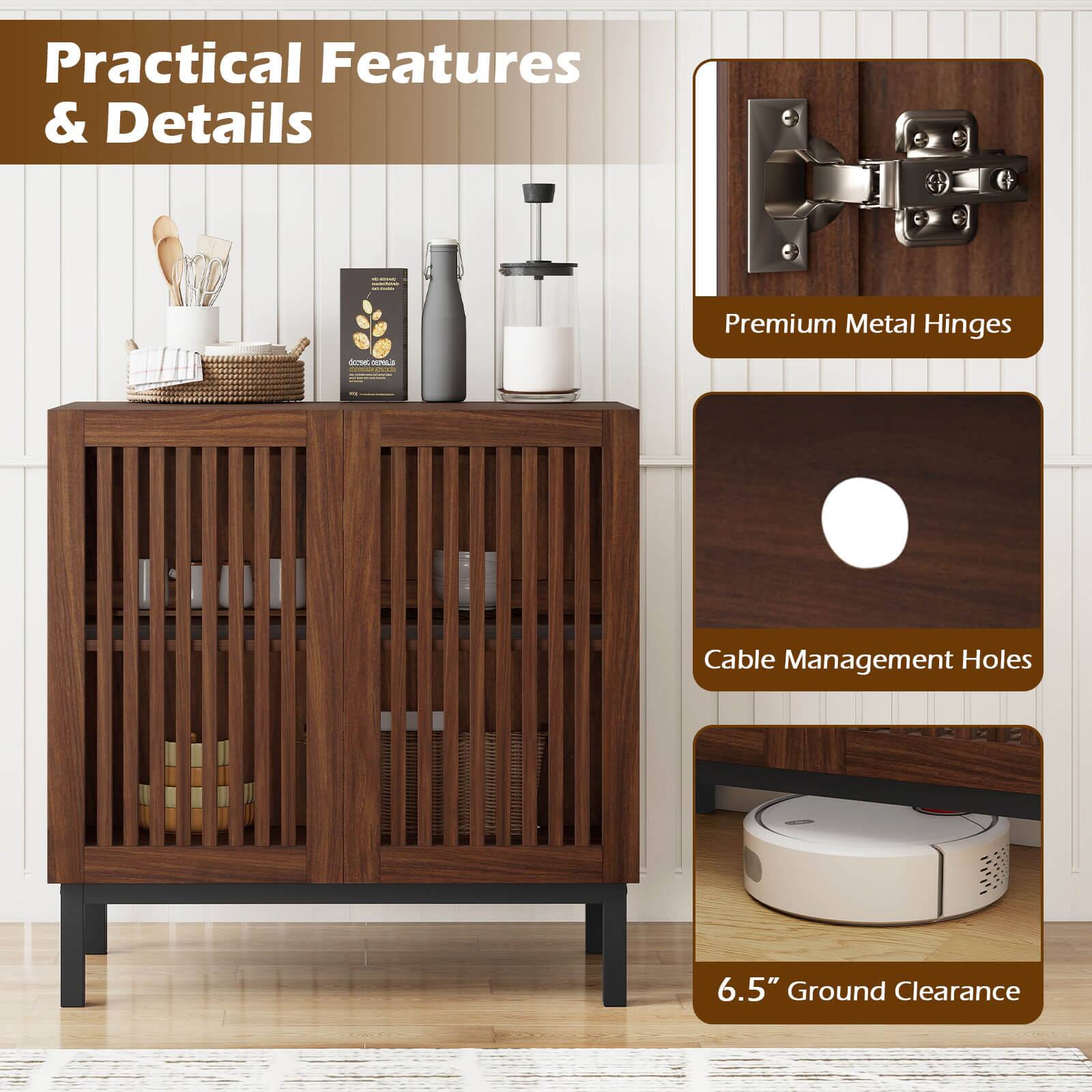 Practical Features & Details

- Premium Metal Hinges
- Cable Management Holes
- 6.5" Ground Clearance