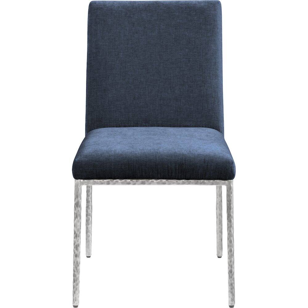 Alt View 2. Meridian Furniture - Reeves Navy Chenille Fabric Upholstered Dining Side Chair, Set of 2 - Silver.