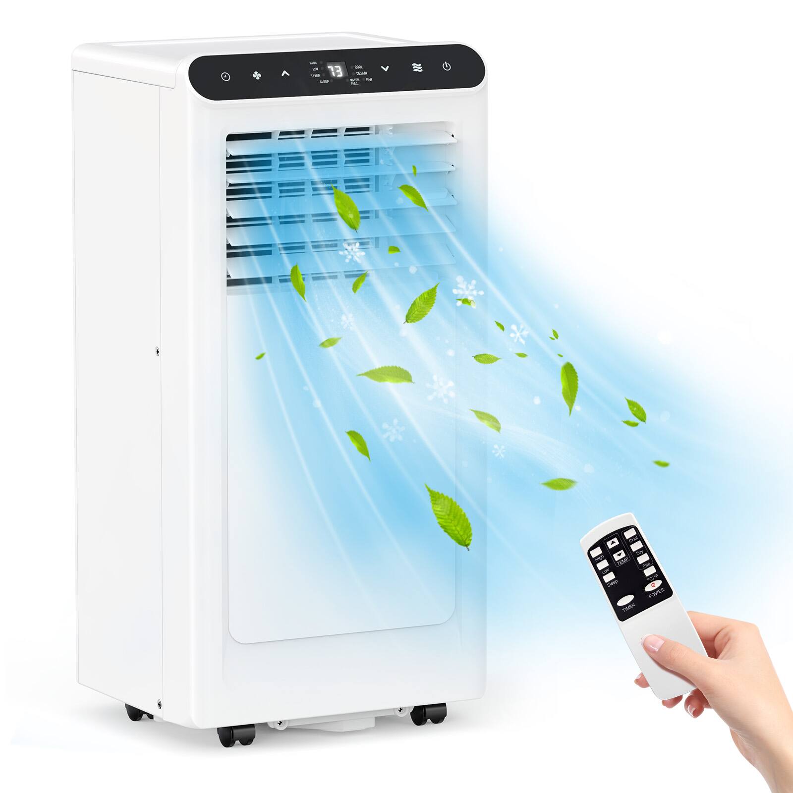 Back. TROPOW - Portable Air Conditioner, 8,000 BTU, Cools Up to 350 Sq.ft, Remote Control - white.