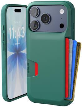 Smartish - iPhone 18 Pro/17 Pro Wallet Case - Wallet Slayer Vol 1 - Slim Grip Card Holder Cover - Green - So Jaded