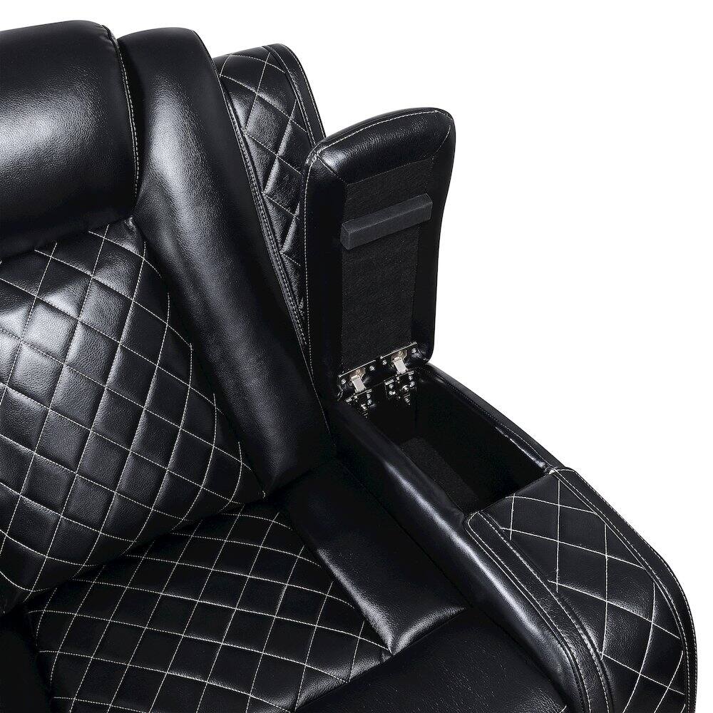 Alt View 1. New Classic Furniture - Orion II Faux Leather Glider Recliner - Black.