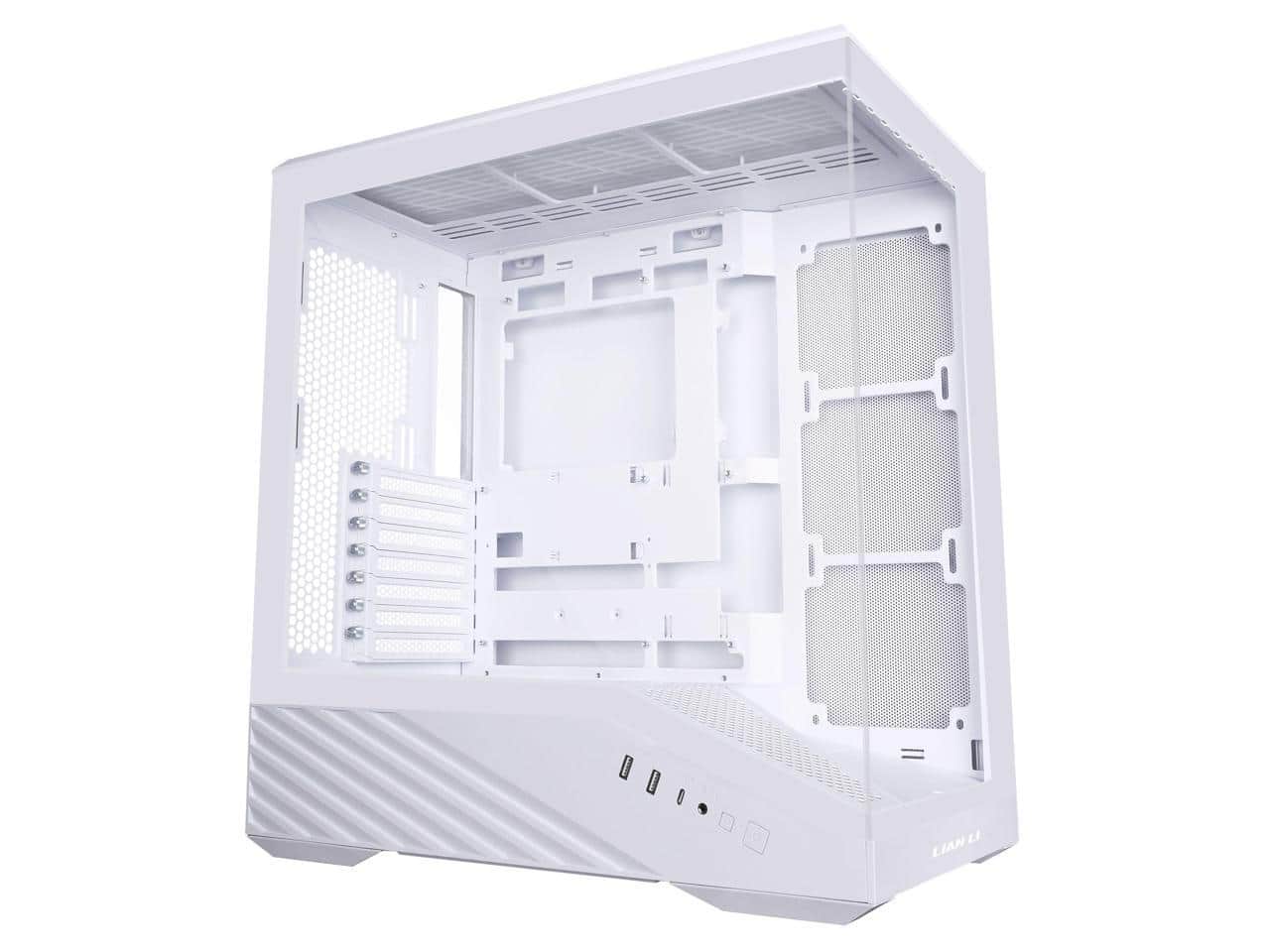 Lian Li - V100 ATX Mid-Tower Case, RGB LED, Tempered Glass, 420mm GPU Support, 360mm Radiator, Dust Filter - White (V100W) - White