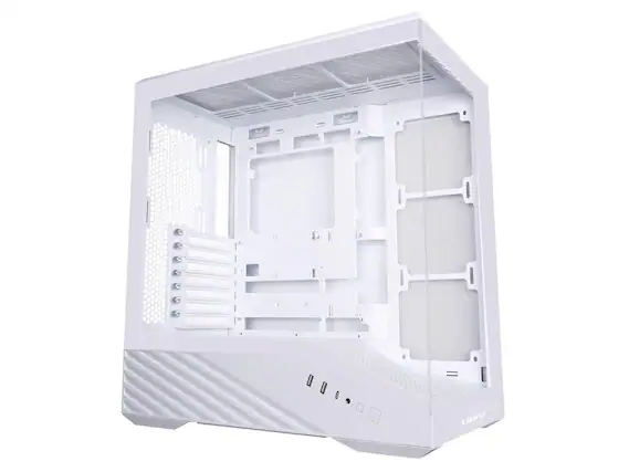 Front. Lian Li - Lian Li V100 ATX Mid-Tower Case, RGB LED, Tempered Glass, 420mm GPU Support, 360mm Radiator, Dust Filter - White (V100W) - White.