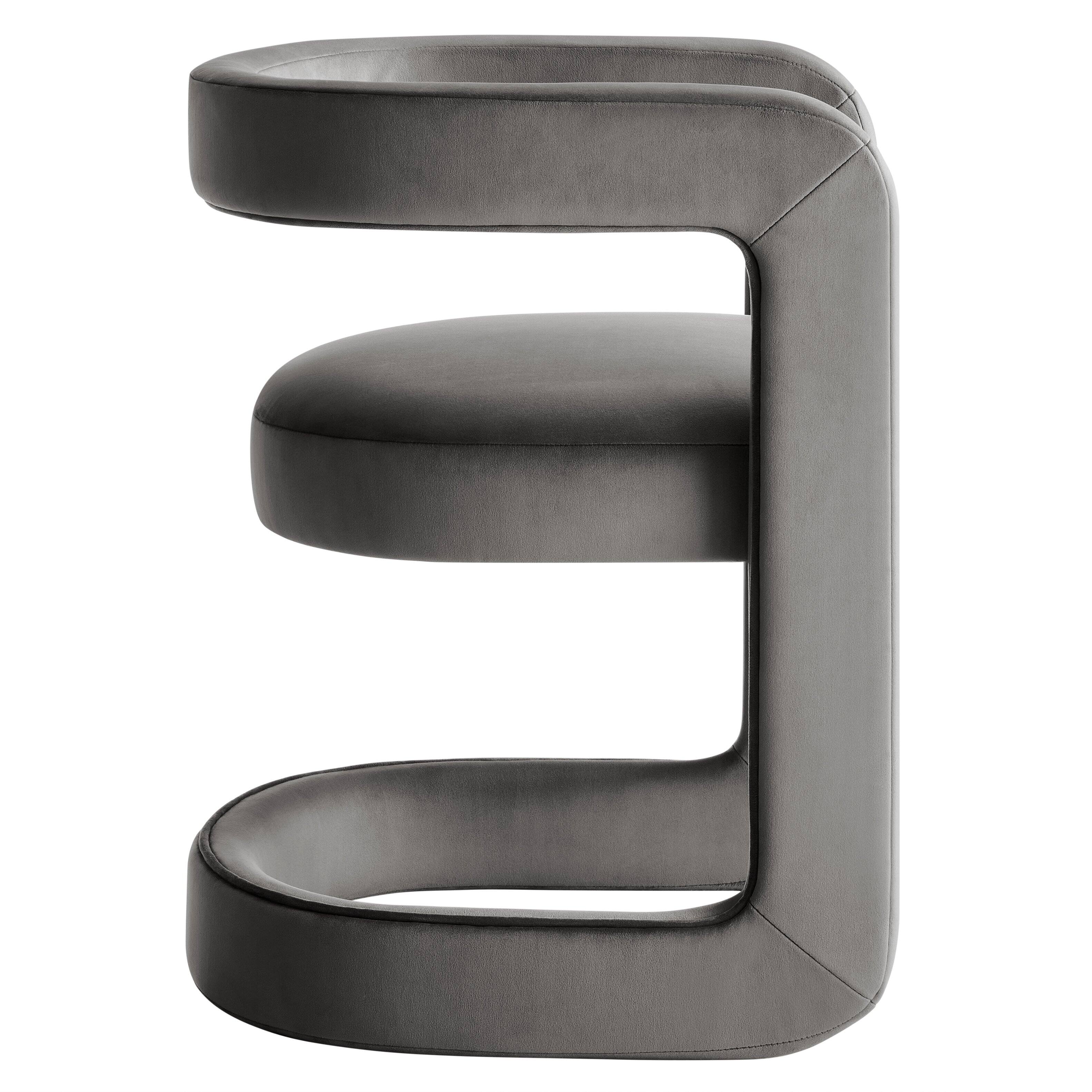 Back. Modway - Winslow Barrel Performance Velvet Dining Chair  by Modway - Gray.
