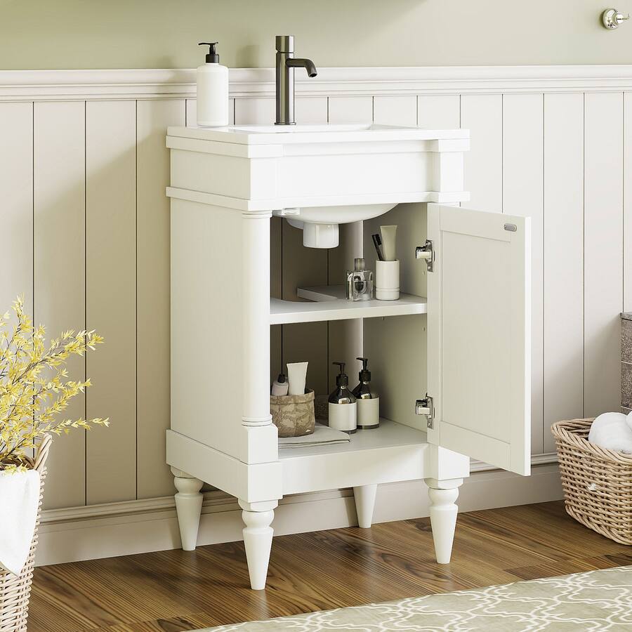 Boyel Living 18 Inch Small Space Bathroom Vanity with Ceramic Sink and ...