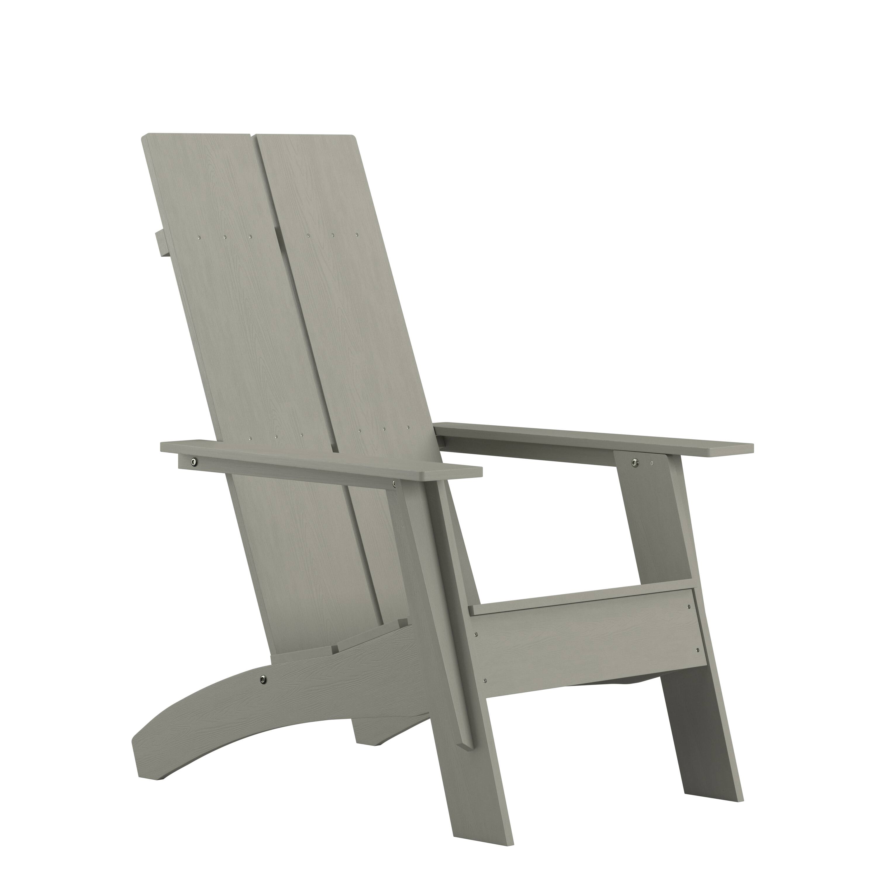Emma + Oliver - Modern Dual Slat Back Indoor/Outdoor Adirondack Style Patio Chair - Gray price history on PriceWatchPro