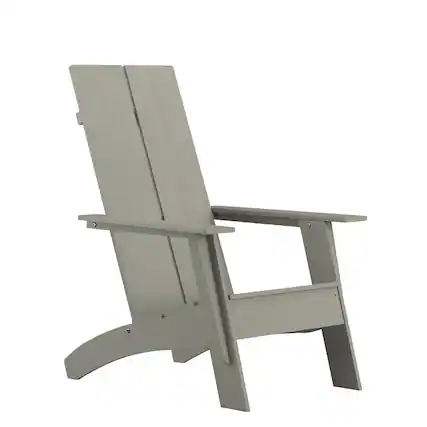 Front. Emma + Oliver - Modern Dual Slat Back Indoor/Outdoor Adirondack Style Patio Chair - Gray.