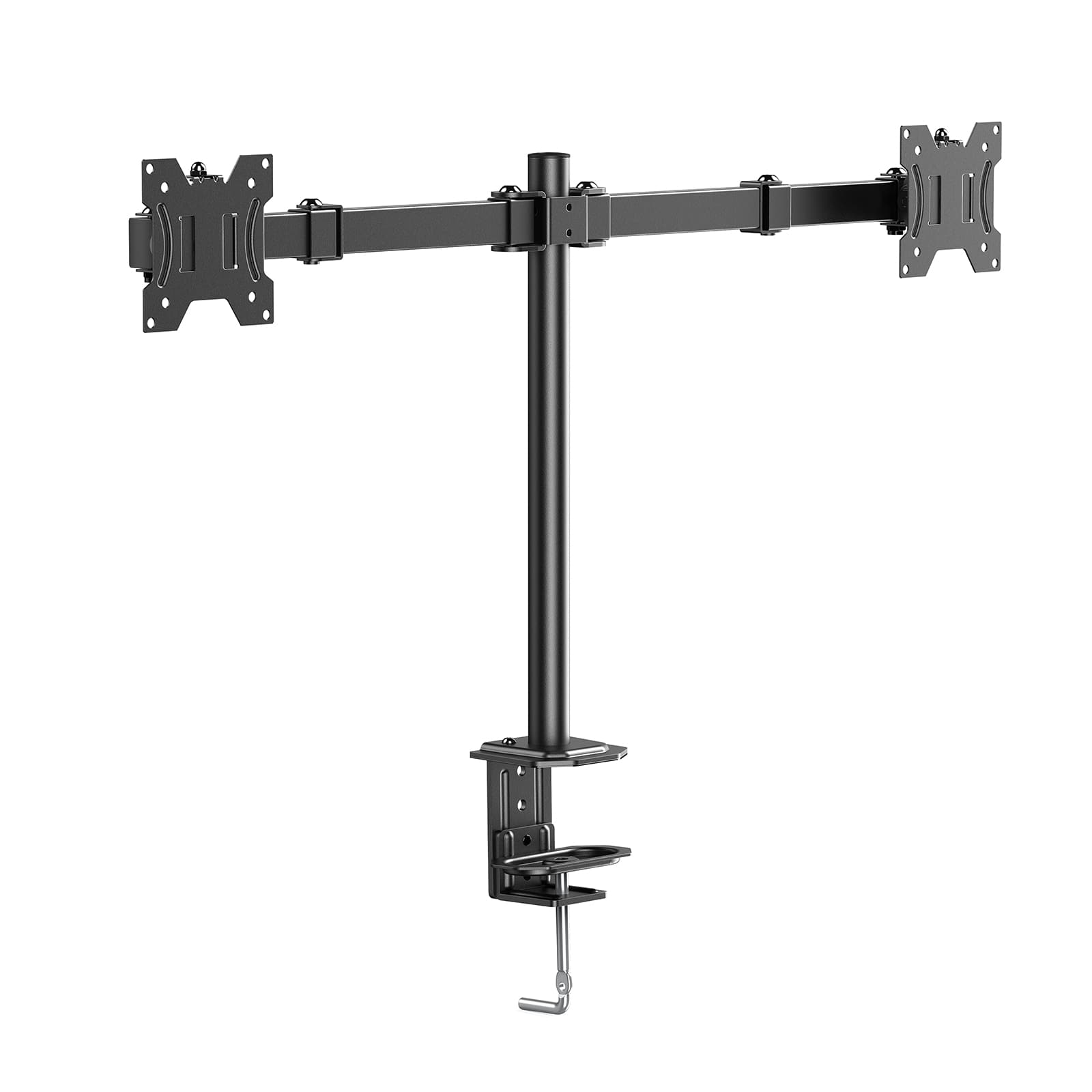 Front. ErgoAV - Motion Desk Mount for Dual Monitor 13" to 27" - Black.