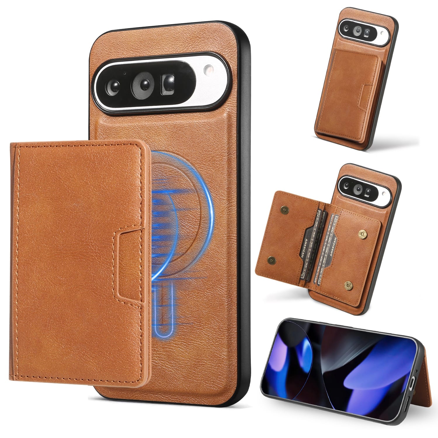 Dteck - 2 in 1 Detachable Magnetic Case For Google Pixel 10 Pro XL, Shockproof 5 Card Slots Kickstand PU Leather Flip Cover - Brown price history on PriceWatchPro