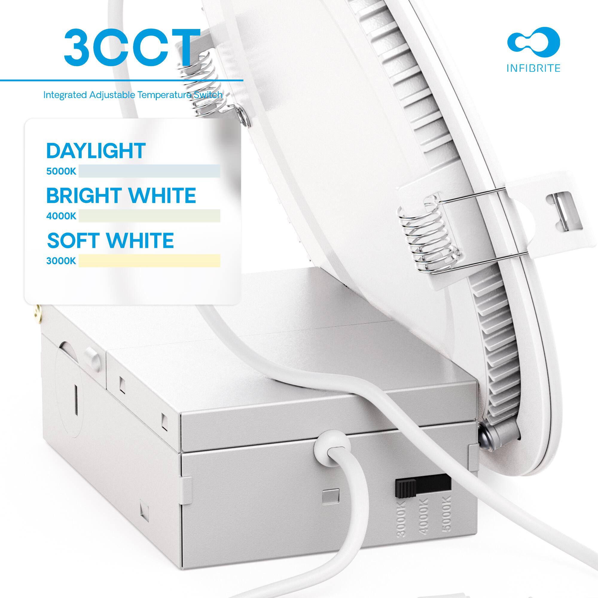 3T INFIBRITE Integrated Adjustable Temperature Switch DAYLIGHT 5000K BRIGHT WHITE 4000K SOFT WHITE 3000K