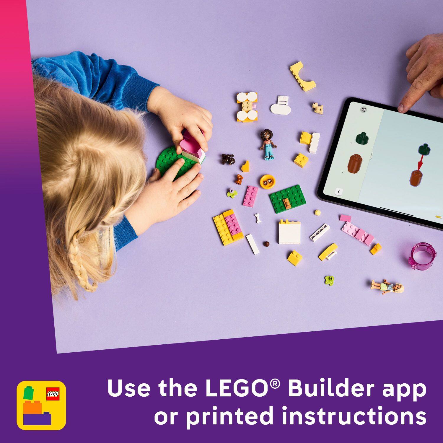 Use the LEGO® Builder app or printed instructions