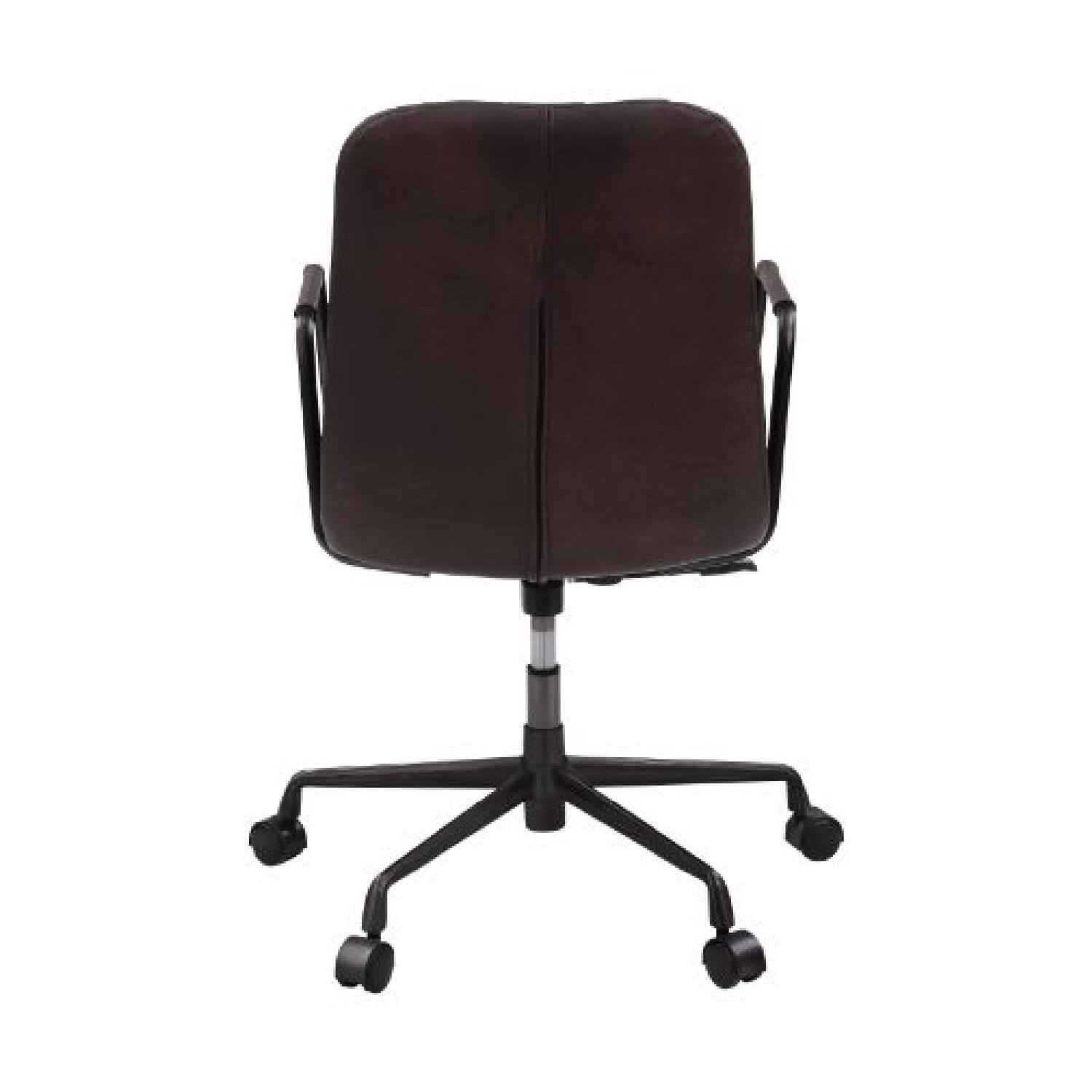 Alt View 2. Manhattan Lane - Office Chair with Leather Seat and Channel Stitching, Dark Brown - Brown.