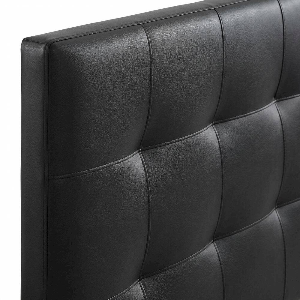 Back. FurniFact - Upholstered Vinyl Queen Headboard with Elegant Design and Durable Finish - Black.