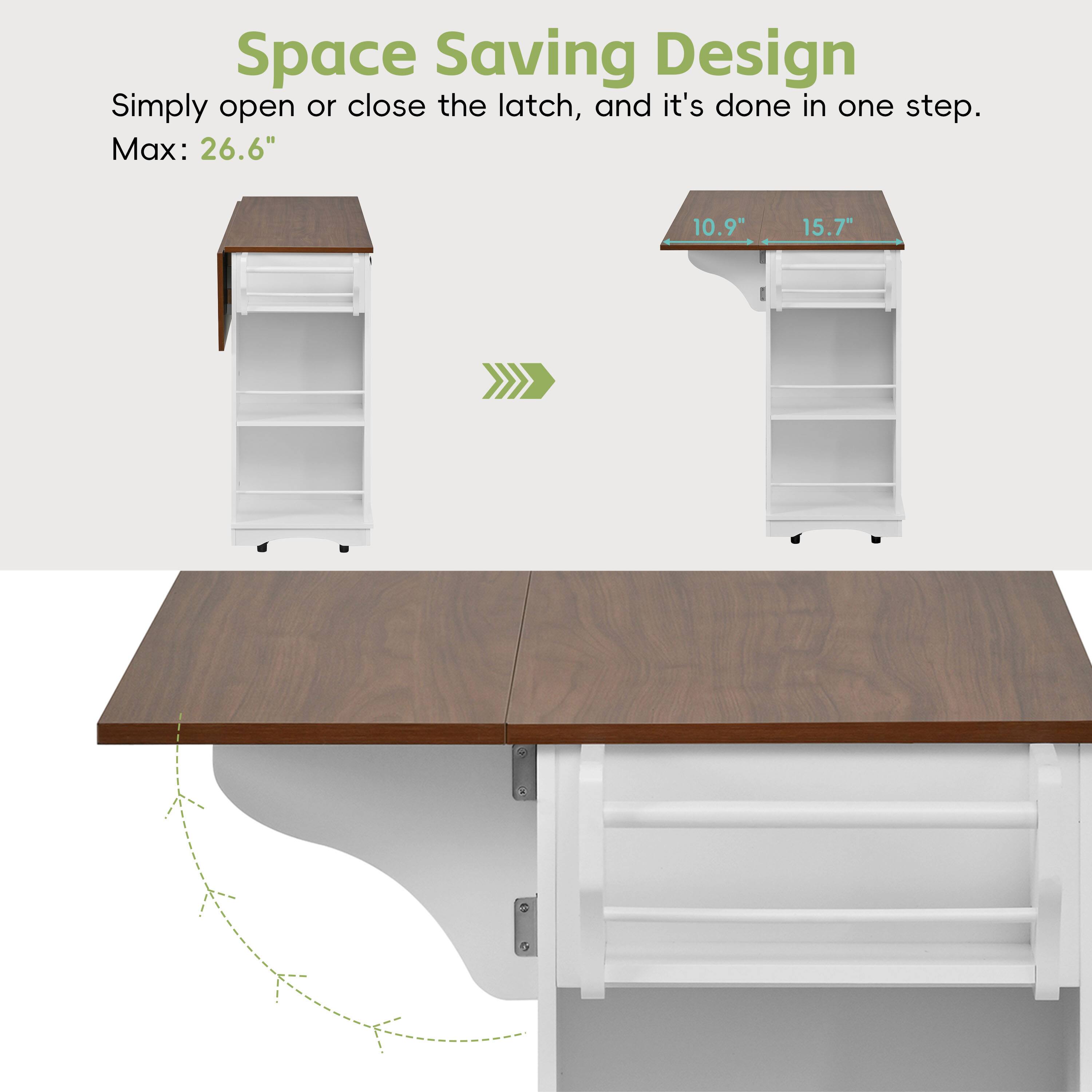 Space Saving Design  
Simply open or close the latch, and it's done in one step.  
Max: 26.6" 10.9" 15.7"