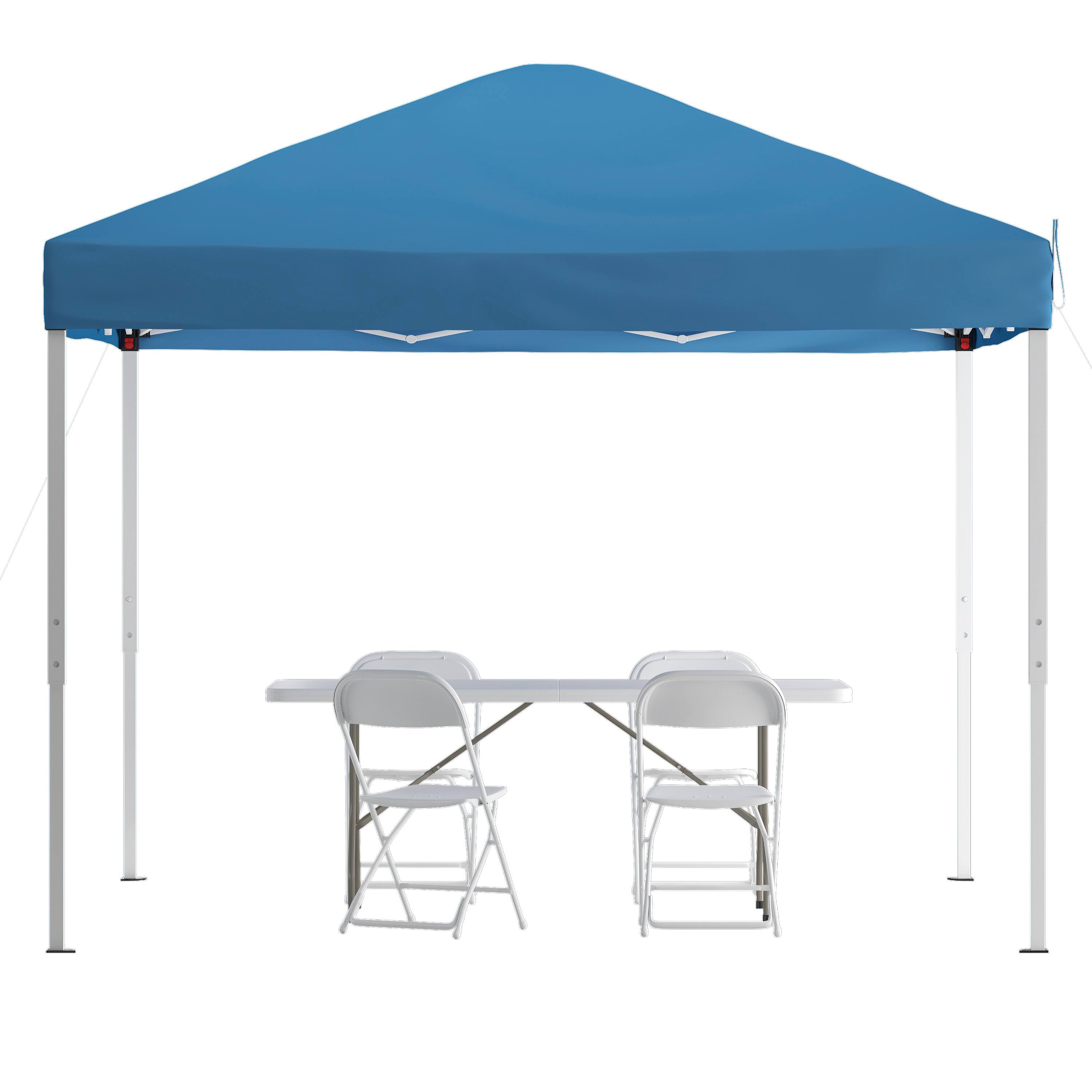 Alt View 1. Emma + Oliver - Outdoor Event/Tailgate Set with Pop Up Event Canopy with Carry Bag, Bi-Fold Table and 4 Folding Chairs - Blue.
