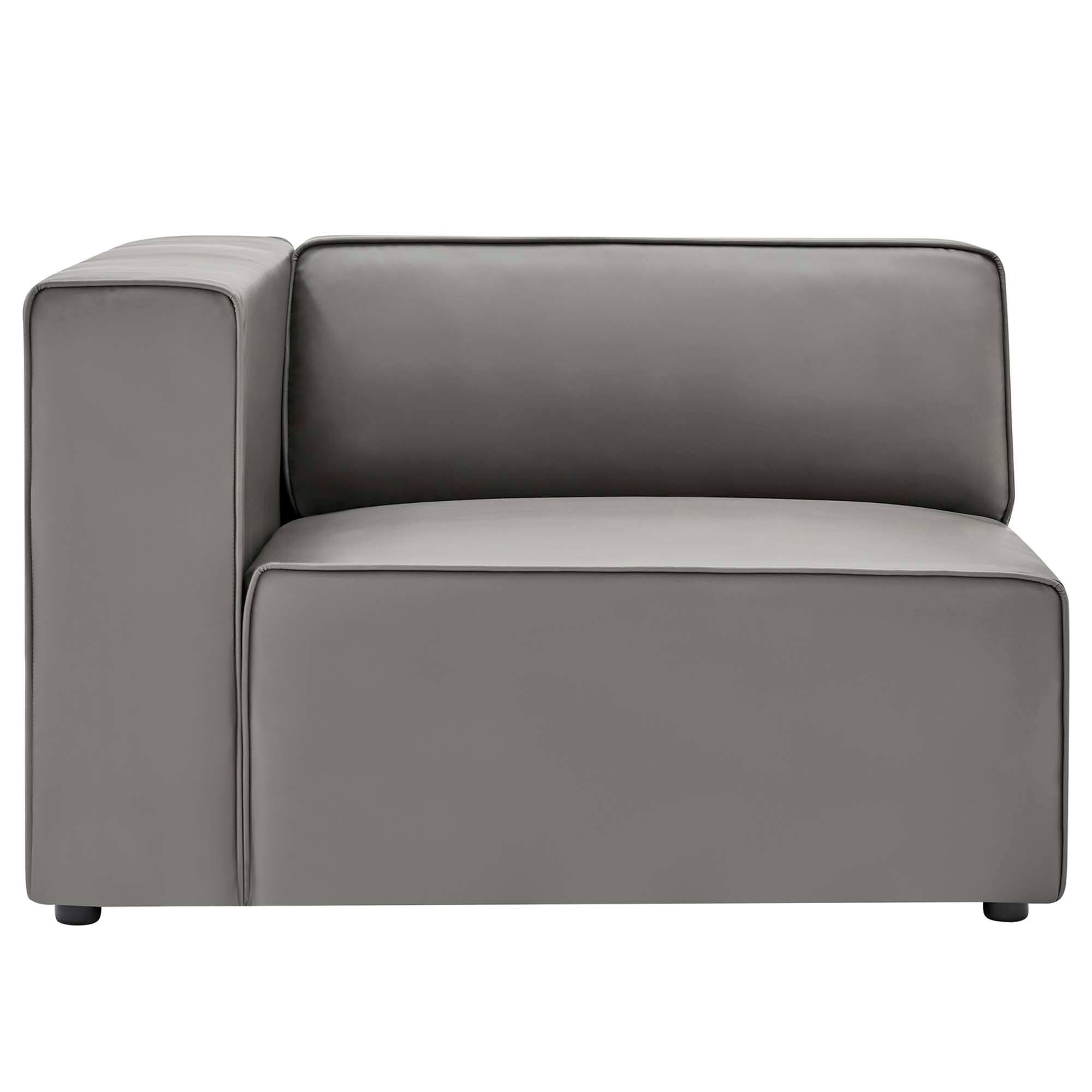 Back. Modway - Mingle 4-Piece Vegan Leather Sectional Sofa by Modway - Gray.