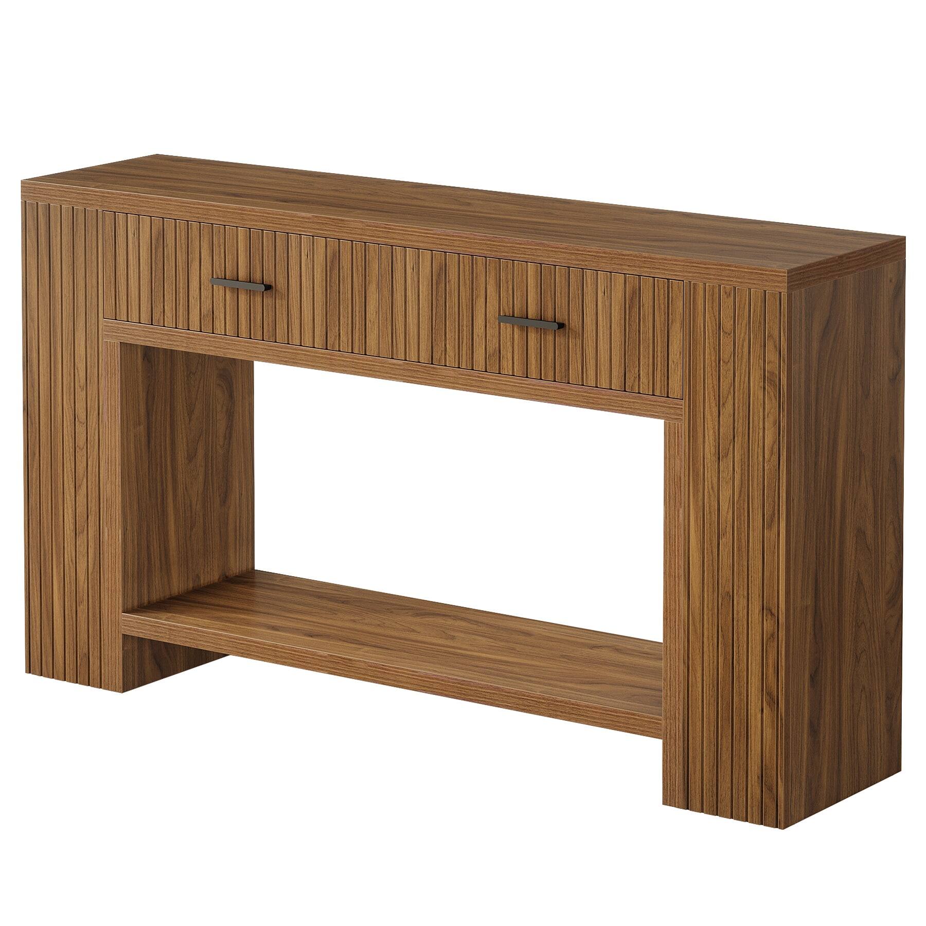 Alt View 2. Kadyn - Kadyn Wood Console Table, Stylish Entryway Table, Storage-Friendly Sofa Table with Drawers, Brown - Brown.