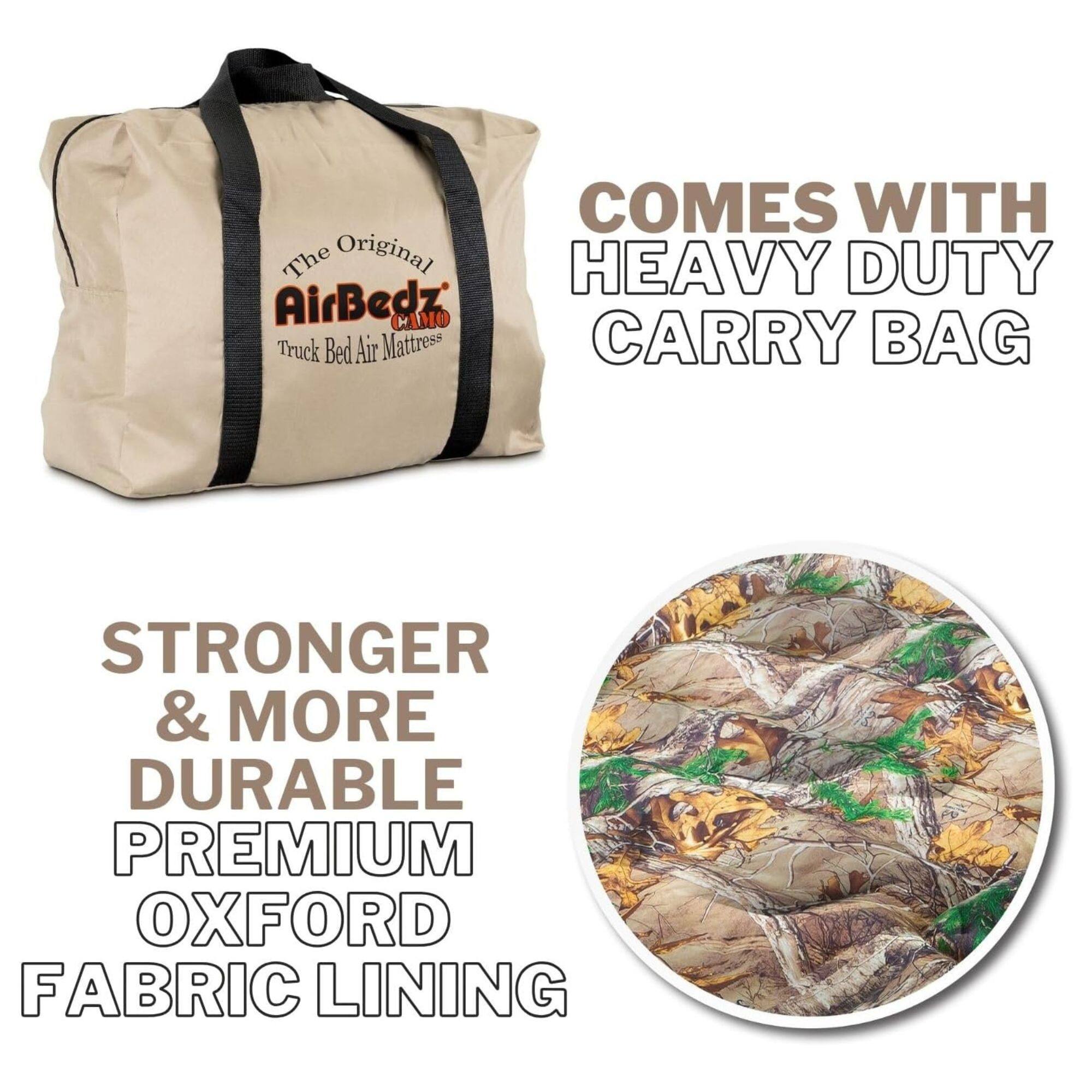 COMES WITH The Original HEAVY DUTY AirBedz CAMO Truck Bed Air Mattress CARRY BAG STRONGER & MORE DURABLE PREMIUM OXFORD FABRIC LINING