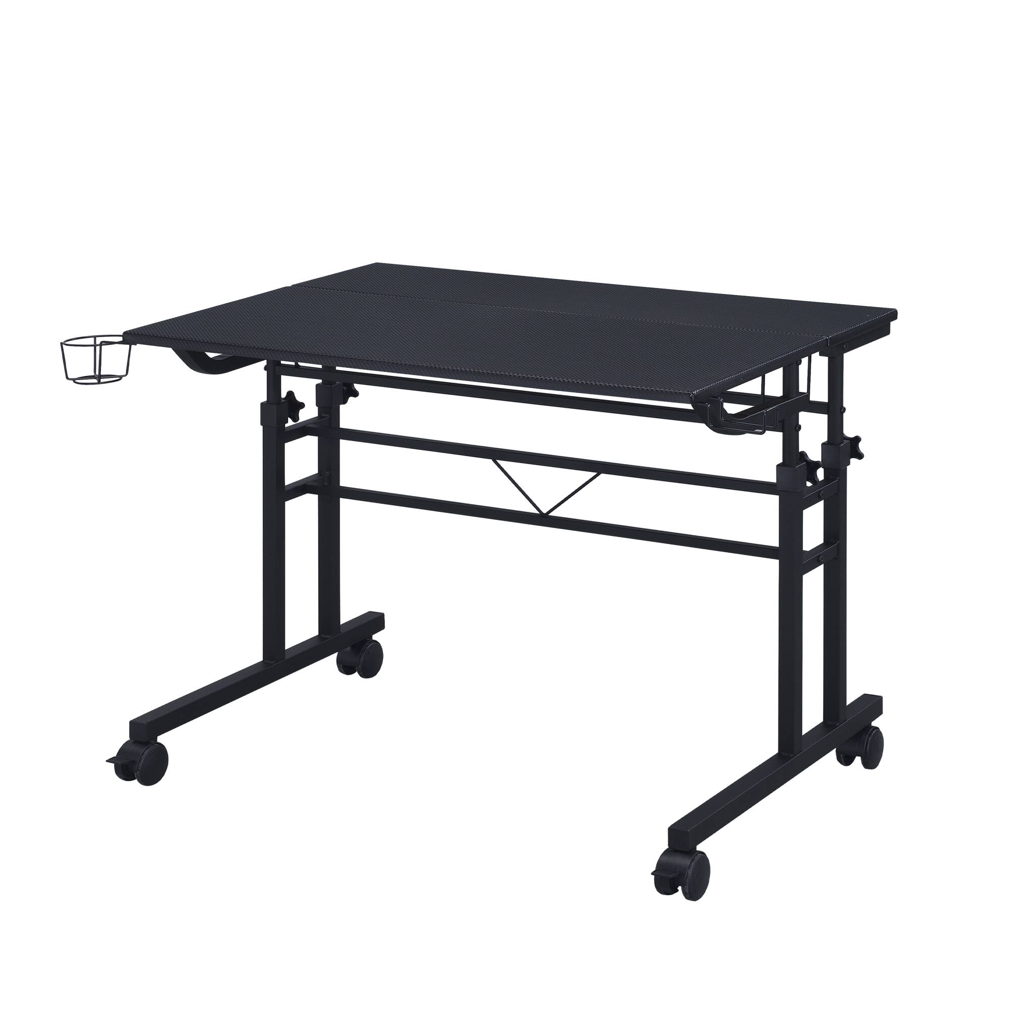 Alt View 8. GOODSILO - Adjustable Height Rolling Writing Desk with Moveable Shelf and Locking Wheels - Black.