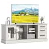 Front. Costway - Costway TV Stand for 73 Inches TVs 63" Entertainment Center with Glass-door Cabinet 3 Drawers - Gray.