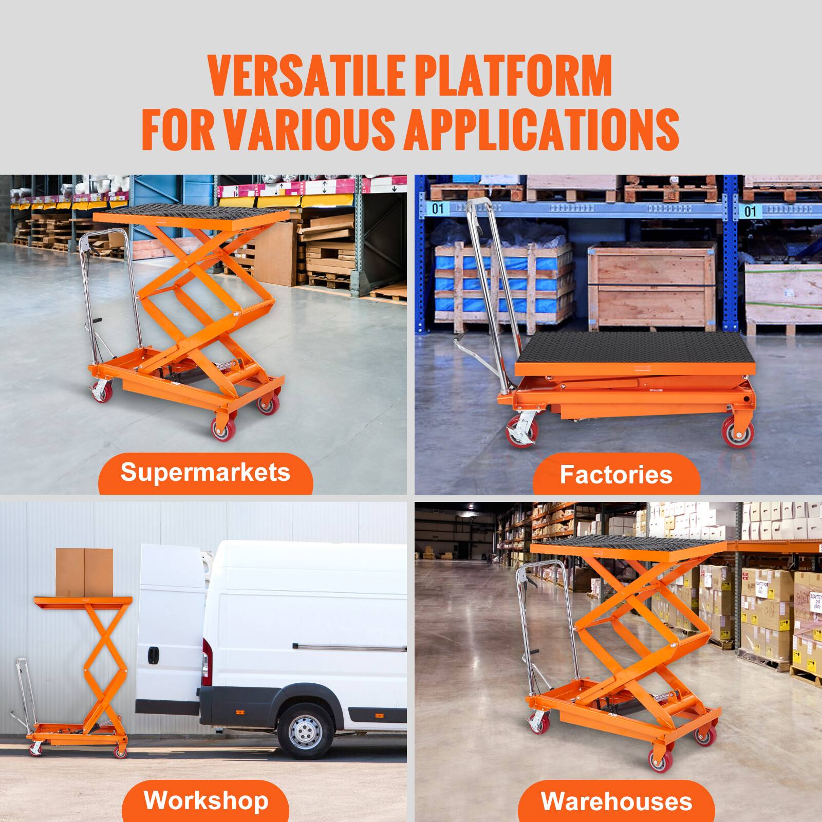 VERSATILE PLATFORM FOR VARIOUS APPLICATIONS

01
**********
01 0000000000

Supermarkets
Factories
Workshop
Warehouses