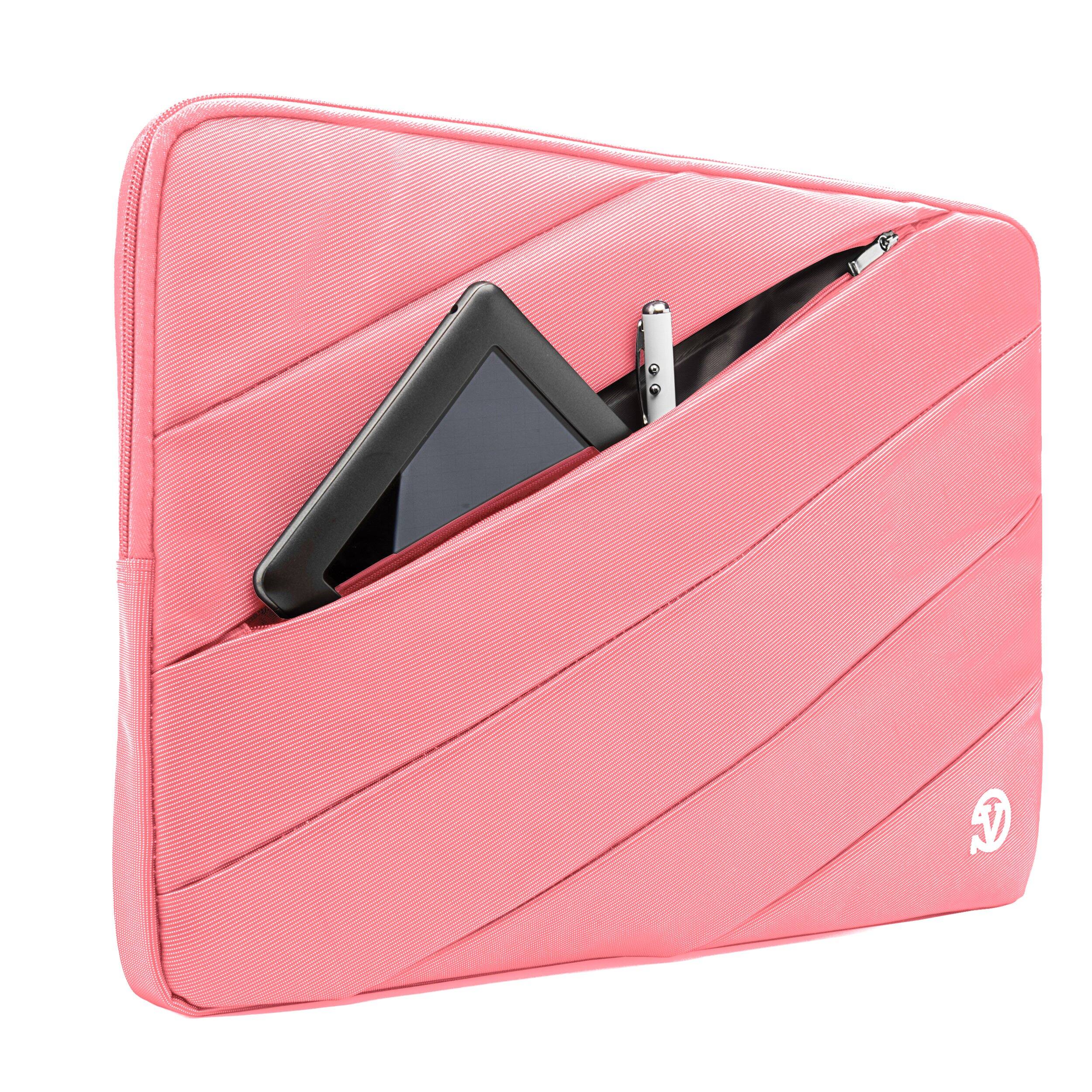 Alt View 4. Vangoddy - 15.6-inch Laptop Sleeve Nylon Shock-Absorbing Lining Dual Zippers Front, Rear Pockets - Pink.