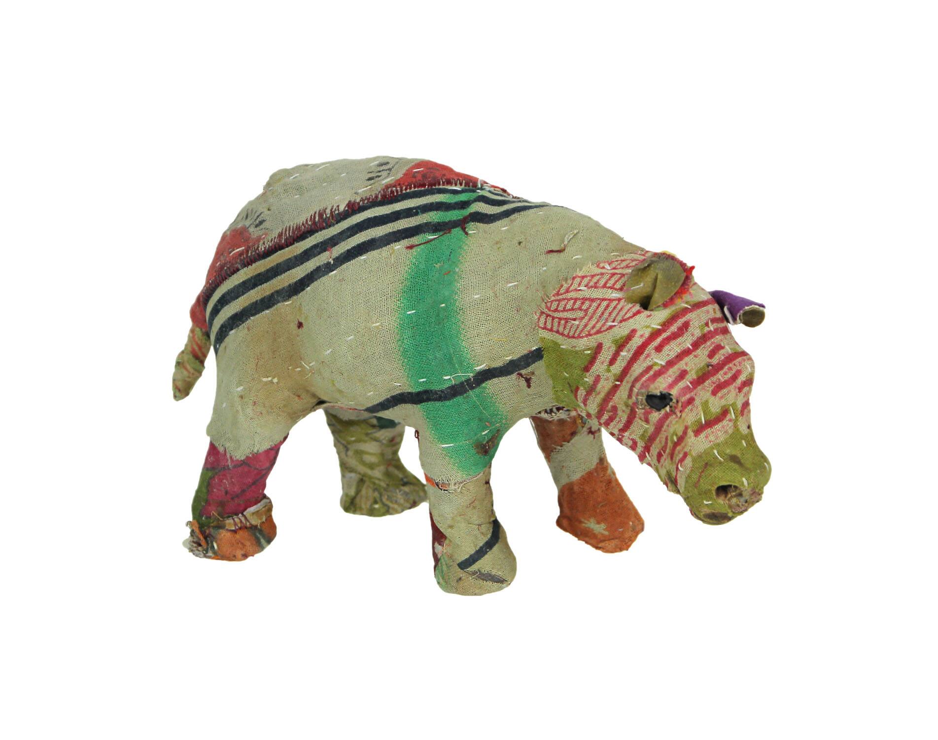 Front. King Max - Vintage Sari Fabric Paper Mache Bear Figurine Home Decor Sculpture Ornament Art - Multicolored.