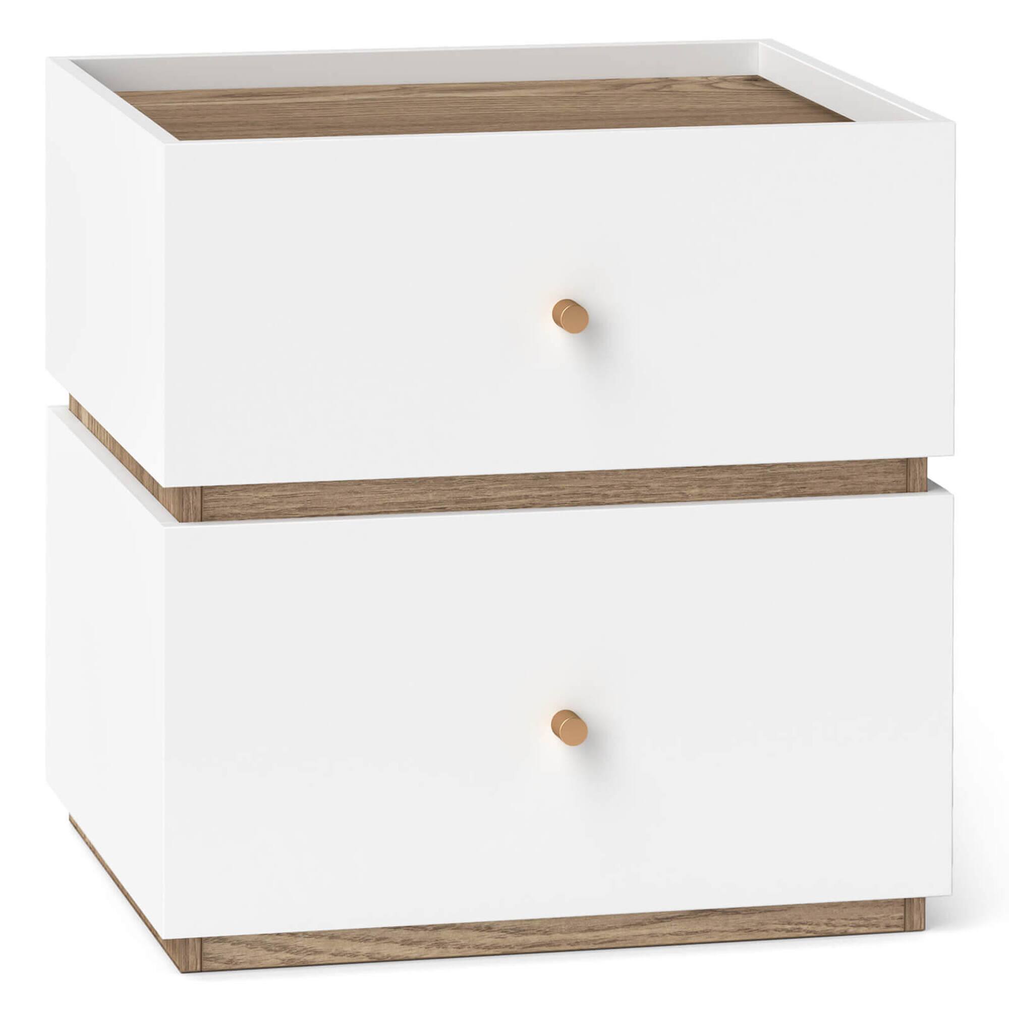 Alt View 5. Costway - 1 PCS 2-Drawer Nightstand Modern Bedside Table with Storag Raised Edge for Living Room - Natural + White.