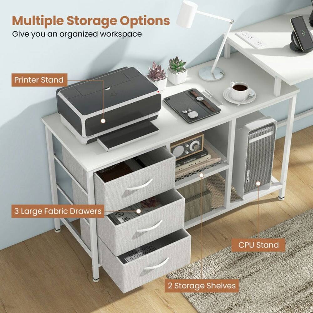 Multiple Storage Options  
Give you an organized workspace

Printer Stand

3 Large Fabric Drawers

CPU Stand

2 Storage Shelves