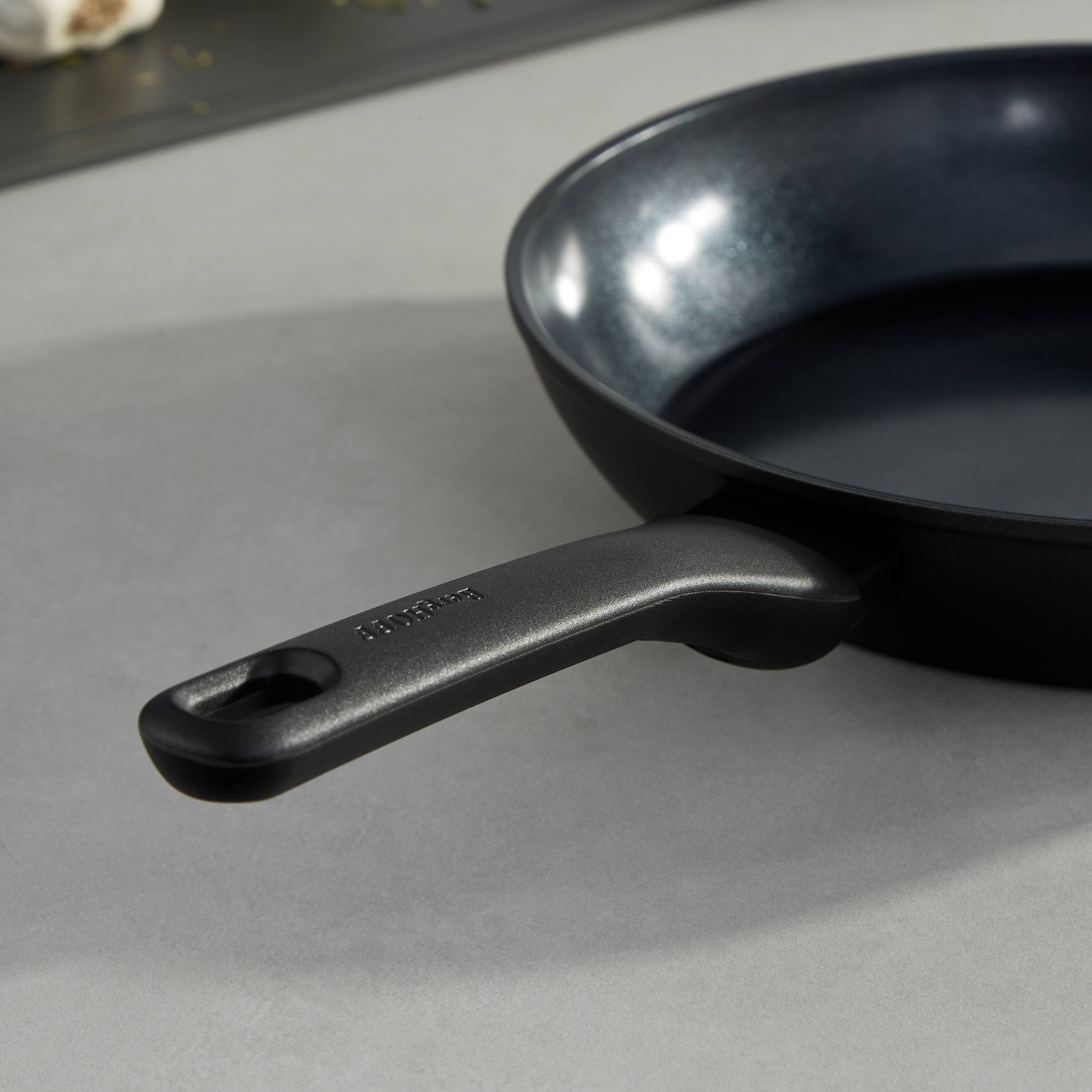 Left. BergHOFF - BergHOFF DiNA Helix Nonstick Ceramic Frying Pan 11", Recycled Aluminum - Black.