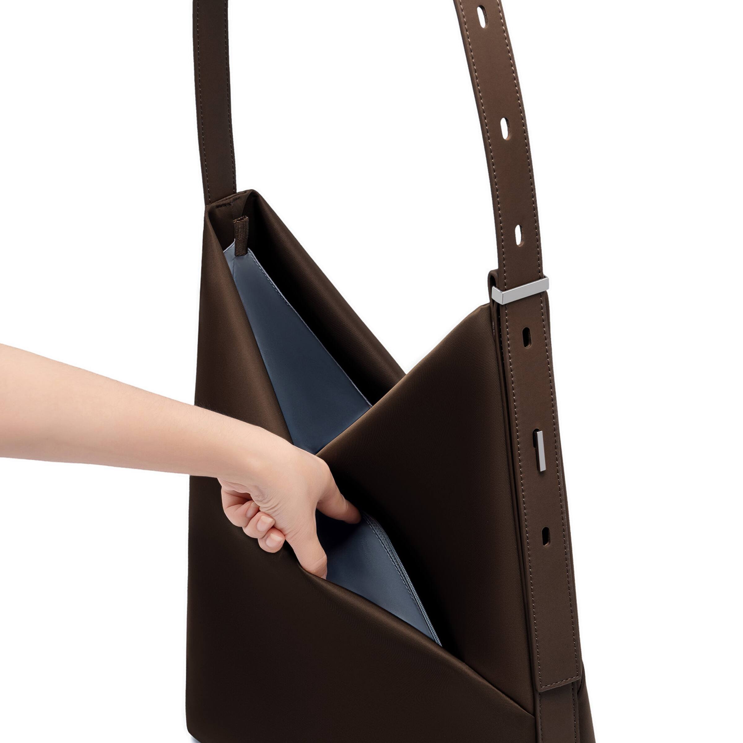 Back. Lux & Nyx - Lux & Nyx - Origami 15" Laptop Hobo Bag - Convertible Shoulder Bag - Espresso.