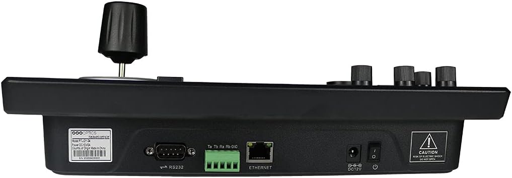OOO-T ANELIP Vdet Fouer ong-trie Coutr alCrigc MOVNr RS232 Ta TO Ra Rb RDGNO ETHERNET DG12V O G ! CAUTION ASKOP ELECTRIC SHOCK pe NOT PCN