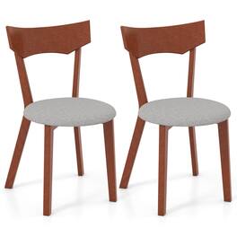 Costway - Wooden Armless Dining Chair Set of 2 with Rubber Wood Legs Padded Seat Cushion - Walnut+Grey
