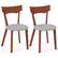 Front. Costway - Wooden Armless Dining Chair Set of 2 with Rubber Wood Legs Padded Seat Cushion - Walnut+Grey.