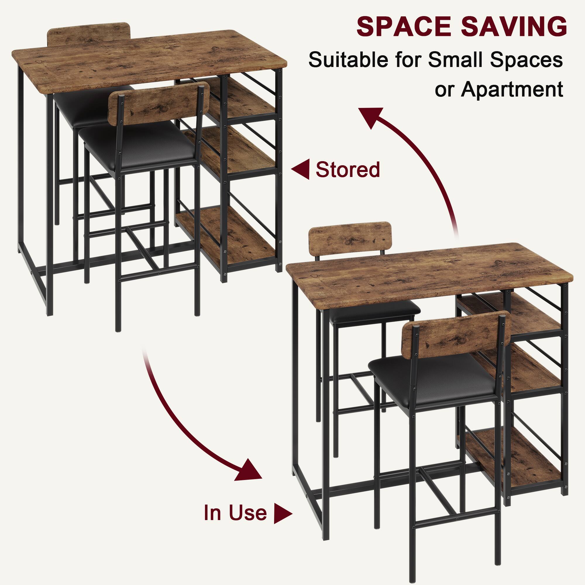 SPACE SAVING  
Suitable for Small Spaces or Apartment  

Stored  
In Use
