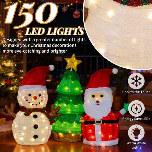 150 LED LIGHTS

Designed with a greater number of lights to make your Christmas decorations more eye-catching and brighter

- Cool to the Touch
- Energy Save LEDs
- Warm White Lights