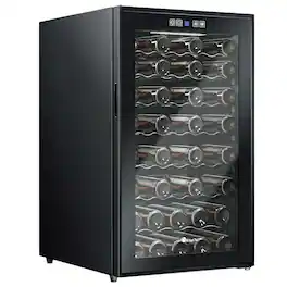KingChii - 52-Bottle Dual Zone Wine Cooler Refrigerator with Digital Temperature Control - Black
