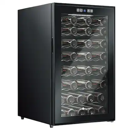 Front. KingChii - 52-Bottle Dual Zone Wine Cooler Refrigerator with Digital Temperature Control - Black.