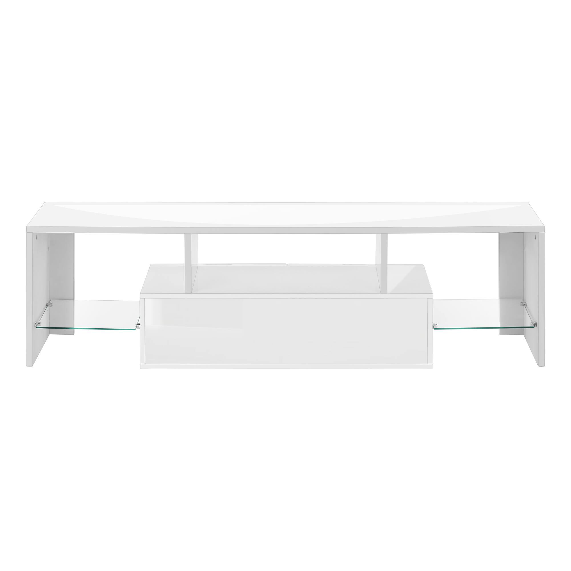 Alt View 2. APRILSOUL - Tv Stand 63 Inch Console Media Entertainment Center Storage Cabinet Glossy White Laminate Contemporary Modern - White.
