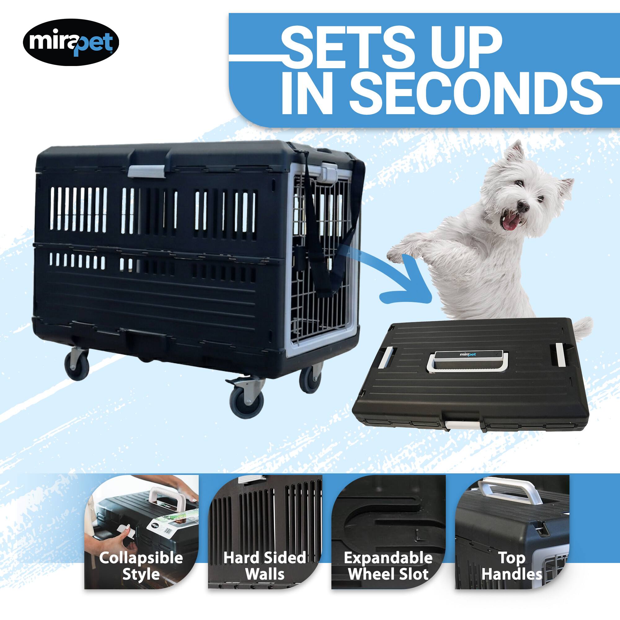 mirapet SETS UP IN SECONDS - Collapsible Style Hard Sided Expandable Walls Wheel Slot Top Handles