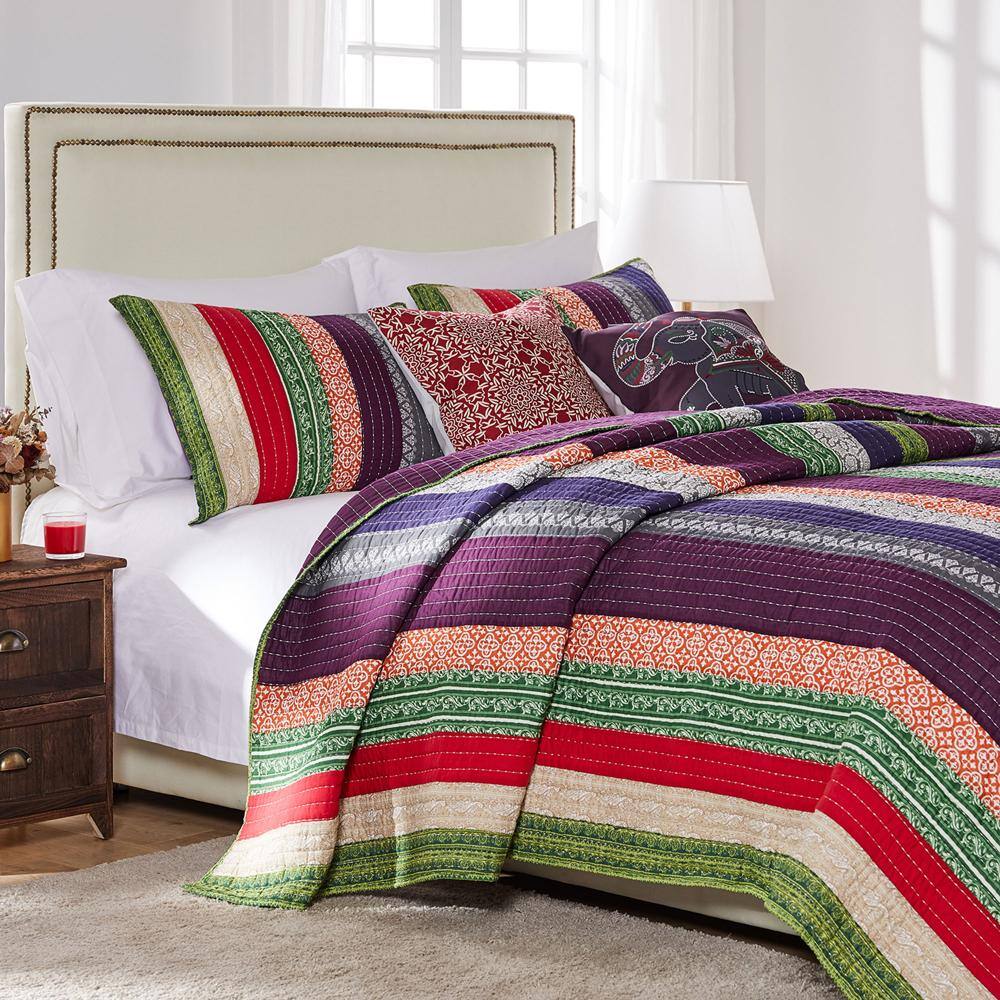 Alt View 2. Greenland Home Fashions - Greenland Home Fashion Marley Quilt Set - 3 - Piece - King 105x95", Multi - Multi.
