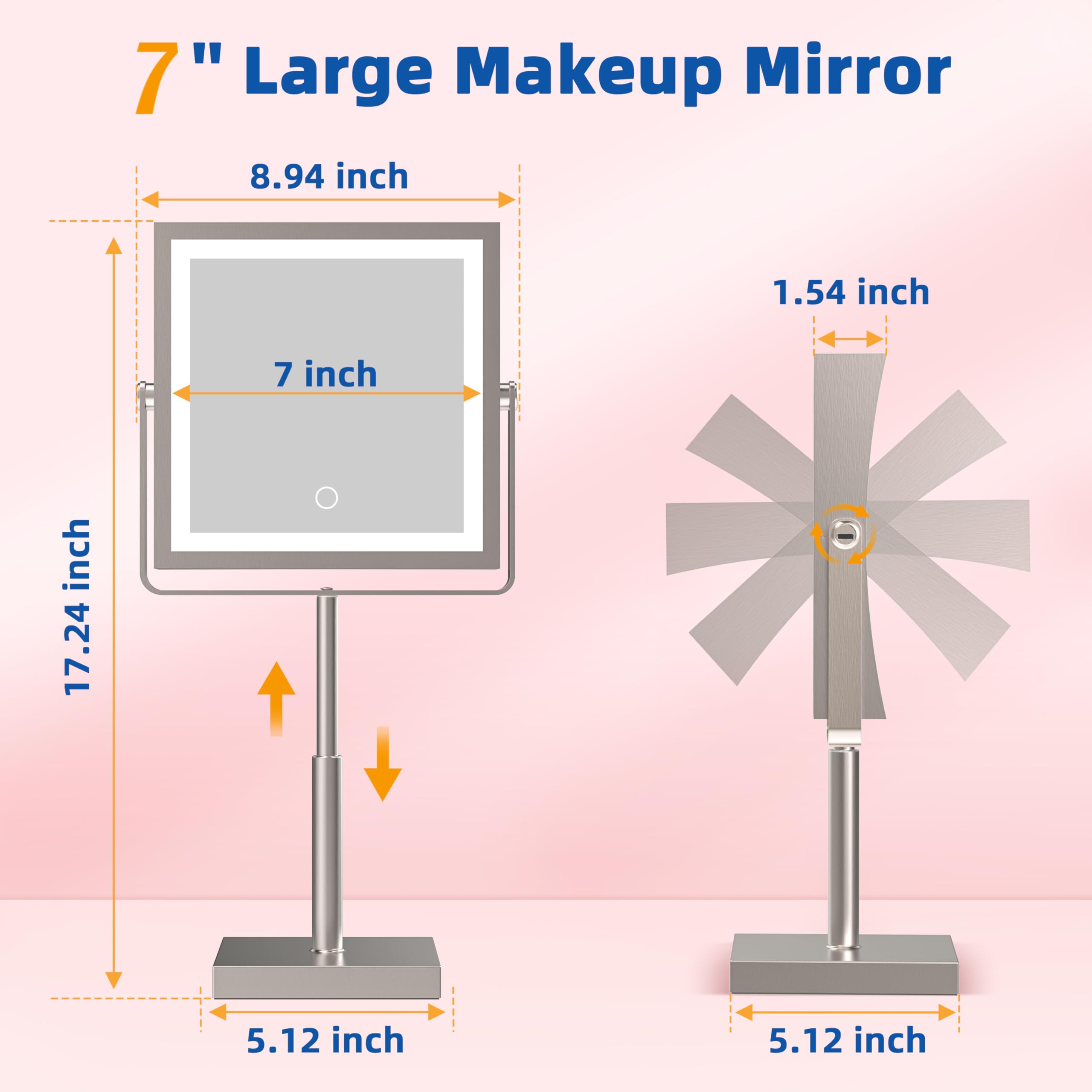 Alt View 4. Cedar Assembly - Mirror Lighted Magnifying Rechargeable Vanity Makeup Multi-Color Premium Quality Stylish Design - Matte Black-wall.