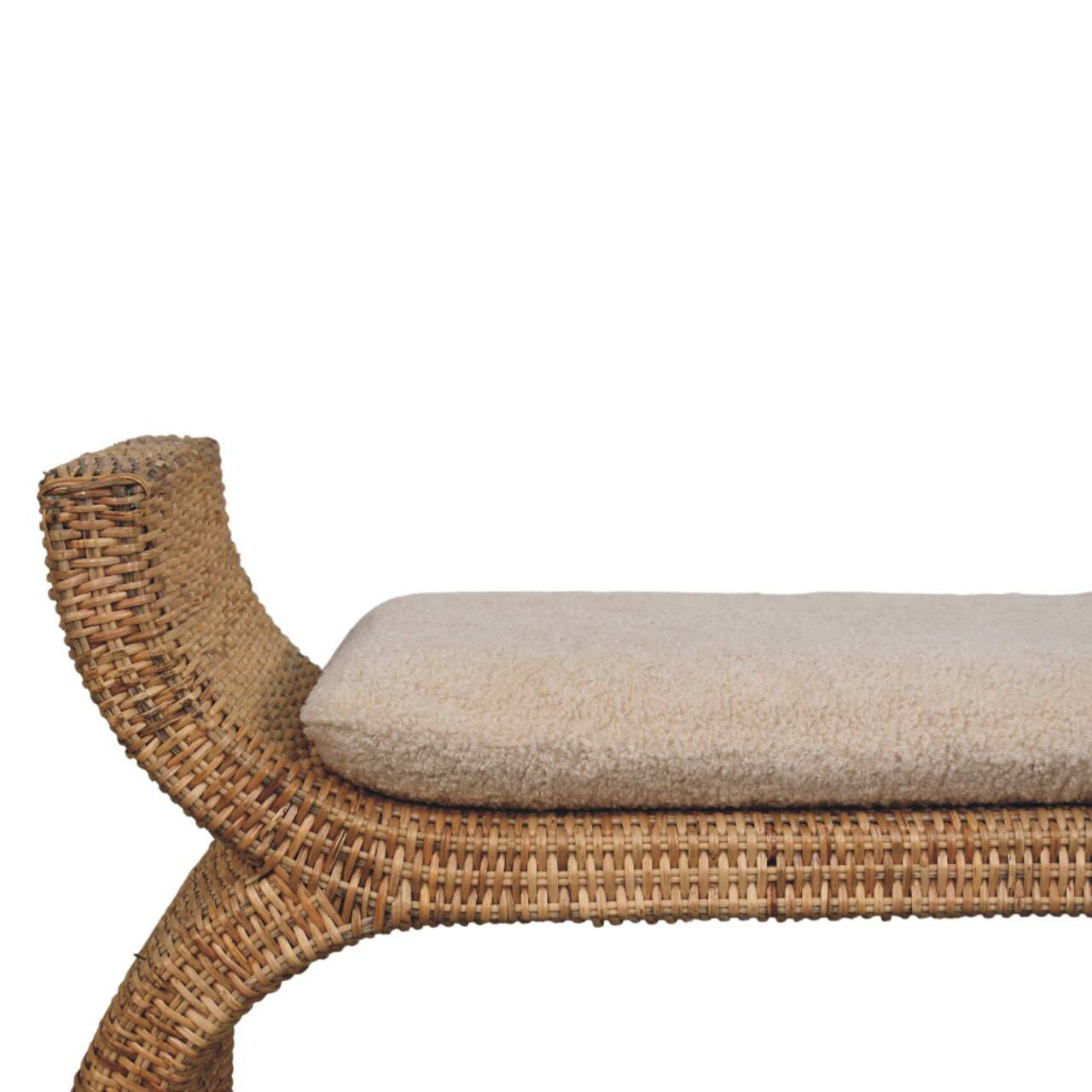 Back. Artisan Furniture - Artisan Furniture Solid Wood Rattan Weave Boucle Bench - Brown.