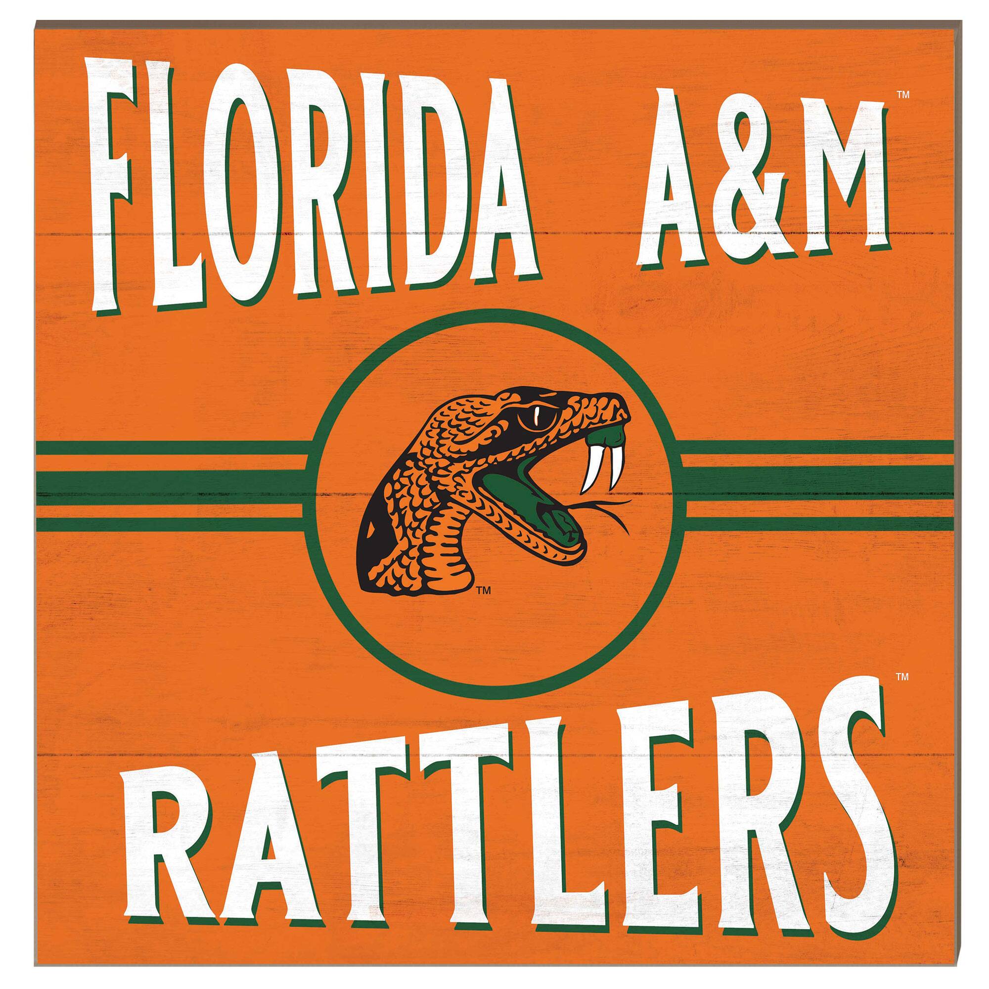 Florida A&M Rattlers 10'' x 10'' Retro Team Sign