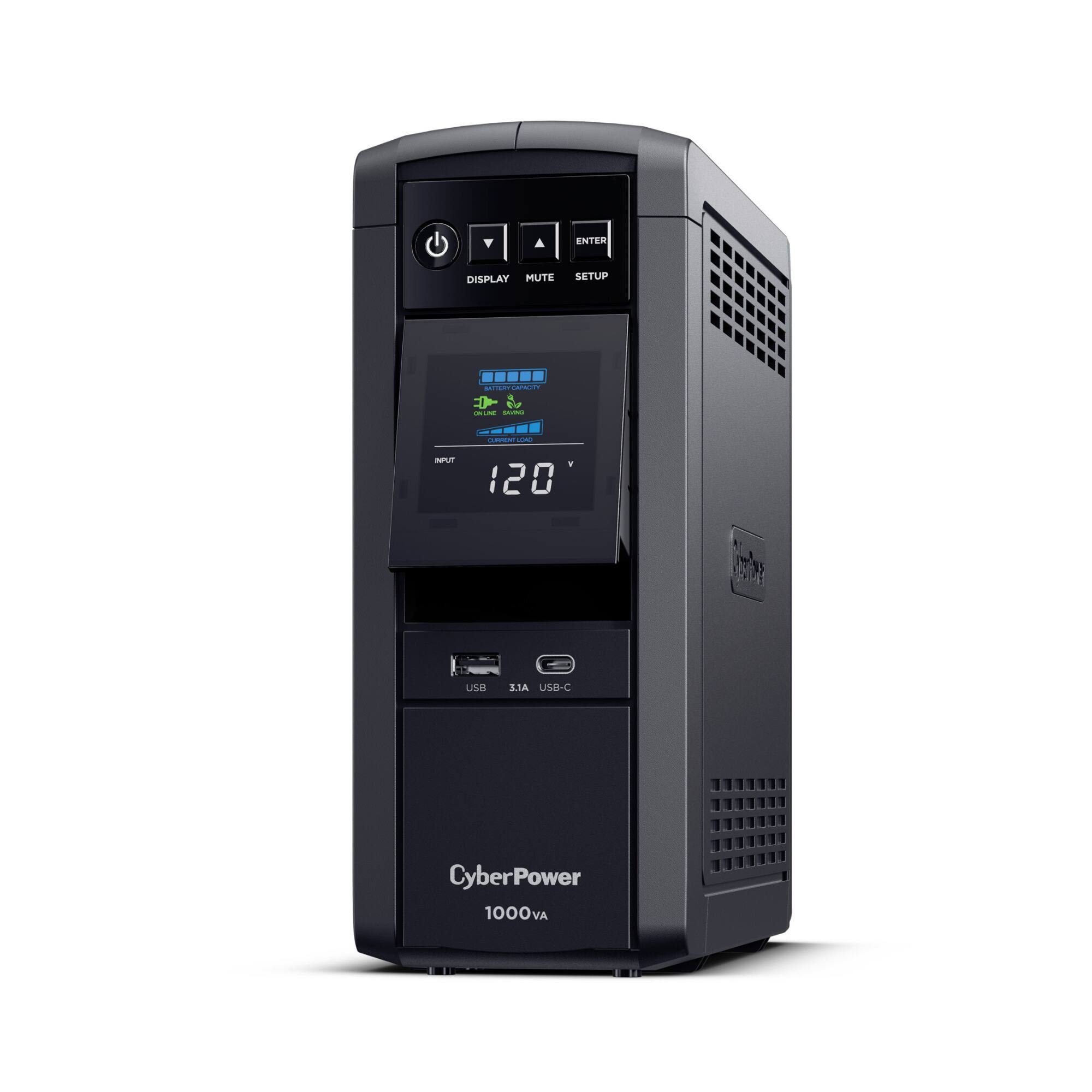 ENTER DISPLAY MUTE SETUP  
1 - - n - : 120  
LSR ALE USB-C  
CyberPower 1000VA