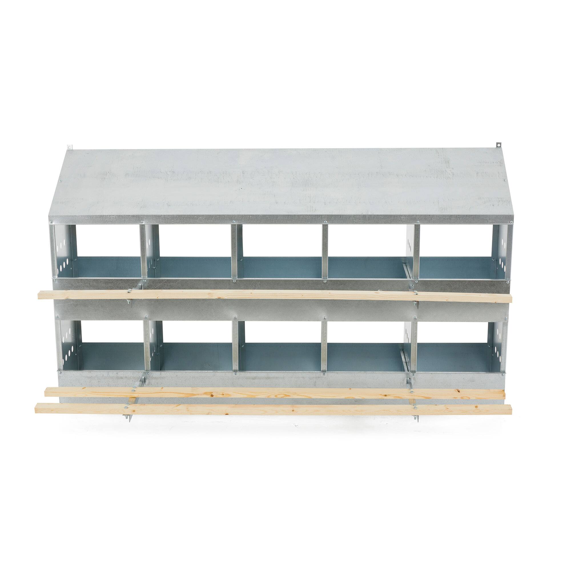 Alt View 8. Brower - Brower 410B Galvanized Steel 10 Hole 50 Bird Poultry Nest Chicken Brooding Box.