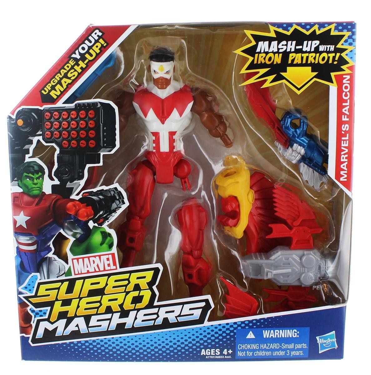 **Mash-Up with Iron Patriot!**

**Marvel's Falcon**

**Upgrade Your Mash-Up!**

**Marvel Super Hero Mashers**

**Warning: Choking Hazard - Small parts. Not for children under 3 years.**

**Ages 4+**

**Hasbro**