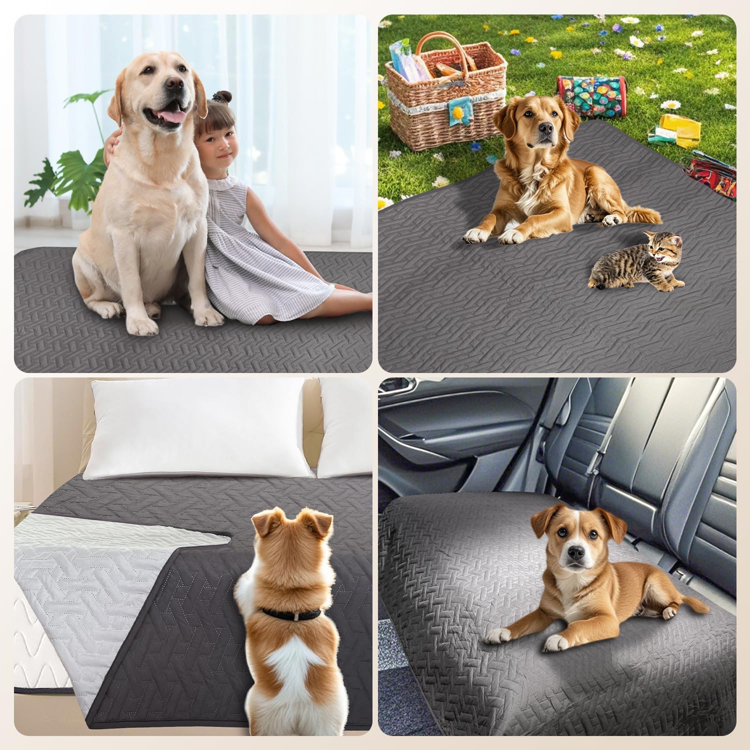 Alt View 4. Fabibe - Waterproof Dog Couch Cover Soft Pet Bed Furniture Sofa Car Protector For Puppy Cat And 102" X 82" 1 Pack - Grey-30x90 Inch.